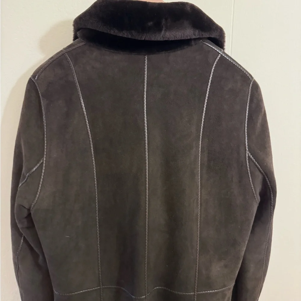 Brown Shearling Women's Coat - Picture 4 of 6